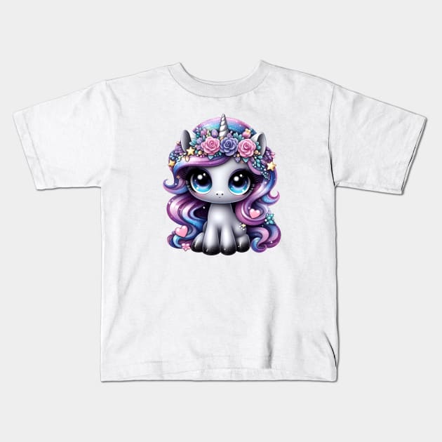 Y2K glitter pony unicorn Kids T-Shirt by beangeerie